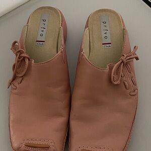 Clarks Privo Peach/Pink Leather Slip-On Mules, Women’s size 7 1/2.